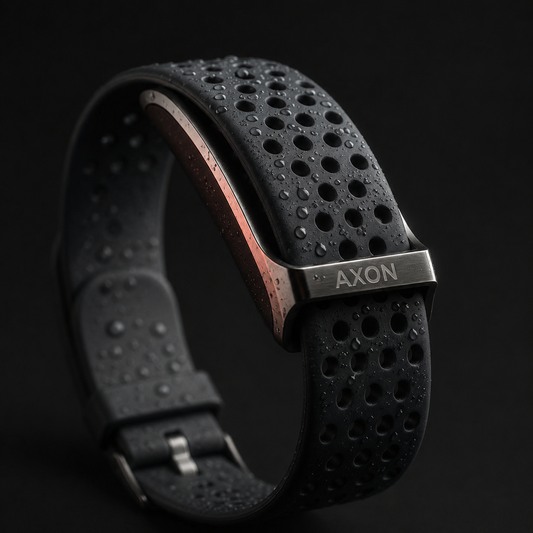 AXON Core minimalist screenless fitness tracker in black with water-resistant band
